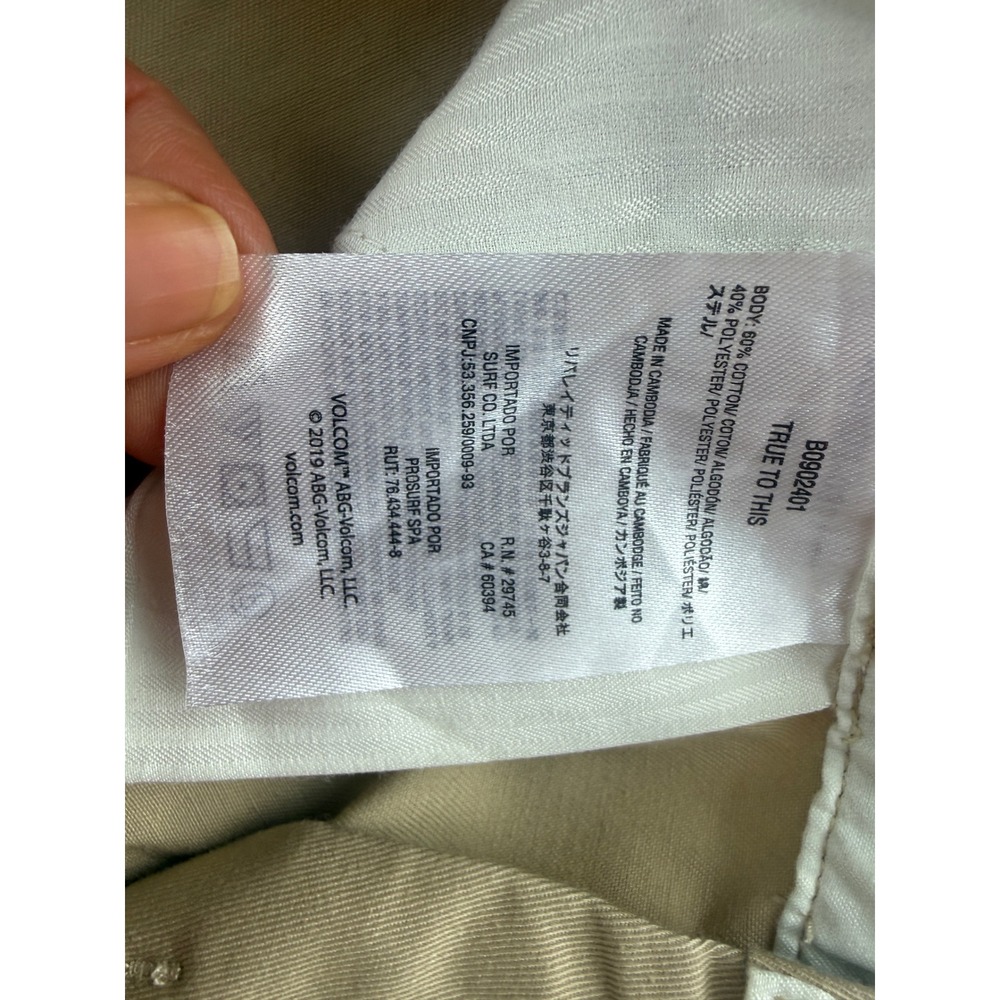 Volcom So Chickie Short Khaki Tan Chino Twill Skater Shorts Women Size 27 NEW - Picture 5 of 8